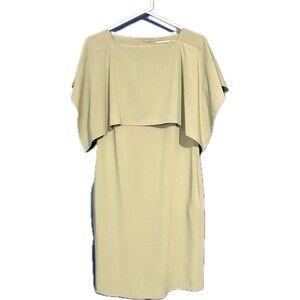 Calvin Klein Women's sheath Dress cape sleeves Taupe Size 4 Pockets